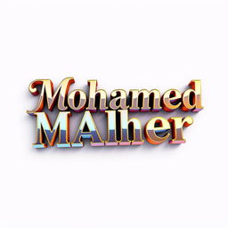 A stunning and legendary logo design featuring the name 'Mohamed Maher' in 3D style