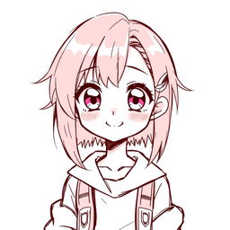 A manga-style character sketch featuring a female with large, expressive eyes and vibrant hair