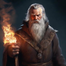 An ultra-realistic digital art image that captures a scruffy-looking, mute, bearded wild magic sorcerer