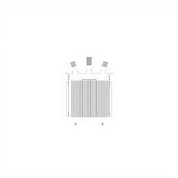 A silhouette of a power transformer in white color, set against a completely white background