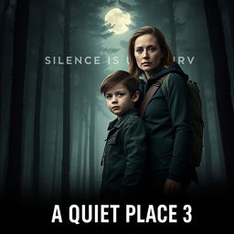 A gripping teaser poster for 'A Quiet Place 3' featuring Emily Blunt and Noah Jupe