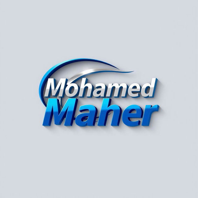 A modern and sleek 3D logo design featuring the name 'Mohamed Maher'