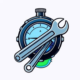 A modern and sleek logo design featuring a water meter and a pipe wrench