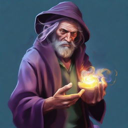 A high-quality digital art image featuring a homeless wild magic sorcerer