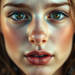 A close-up, artistic representation focusing solely on the eyes, nose, and mouth of a face