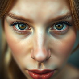 A close-up, artistic representation focusing solely on the eyes, nose, and mouth of a face