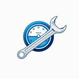 A modern logo design featuring a water meter and a water pipe wrench