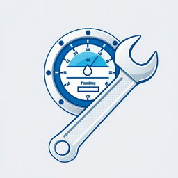 A modern logo design featuring a water meter and a water pipe wrench