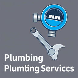 A modern logo design featuring a water meter and a water pipe wrench