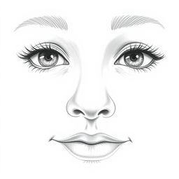 A detailed pencil drawing featuring only a close-up of a nose, eyes, and mouth