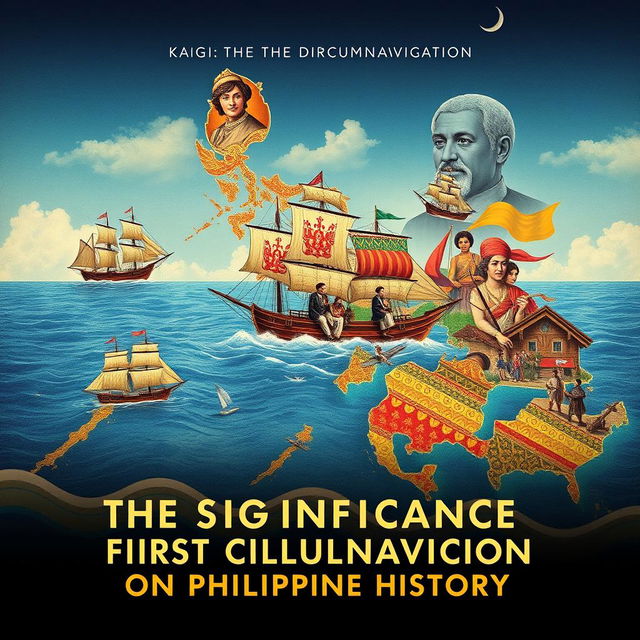 A visually striking poster that encapsulates the essence of the documentary "KAAGI: THE PHILIPPINES and the First Circumnavigation"