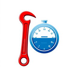 A modern logo design featuring a water meter and a red water pipe wrench