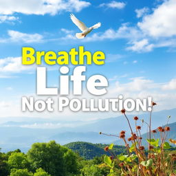 A vibrant, artistic poster highlighting the impact of air pollution on nature