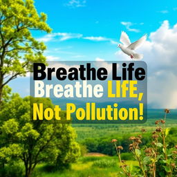 A vibrant, artistic poster highlighting the impact of air pollution on nature