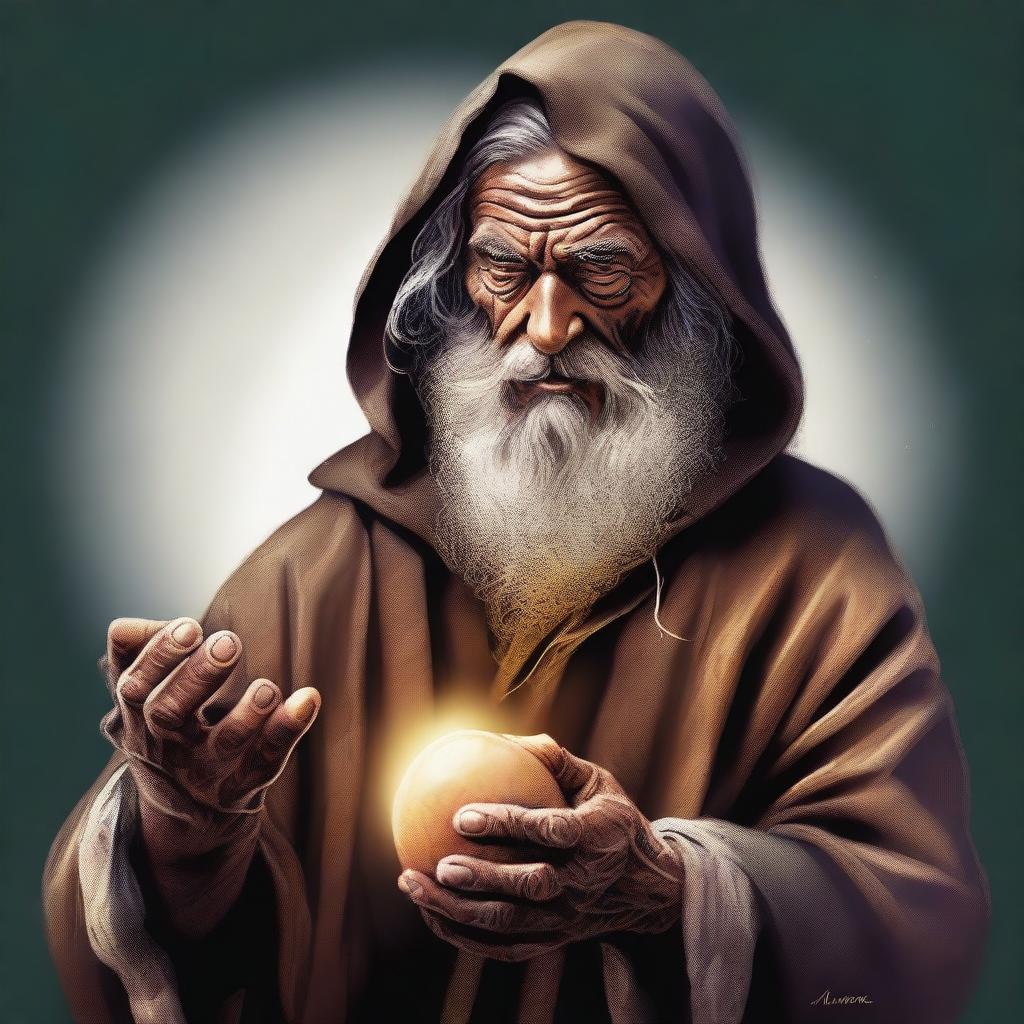 An exquisite digital art illustration portrays a homeless wild magic sorcerer