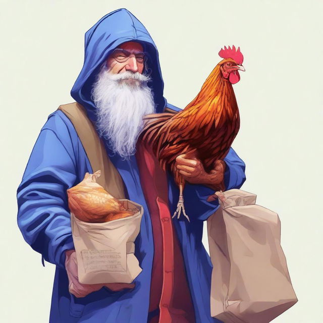 The image is a vibrant digital art illustration showcasing a homeless wild magic sorcerer