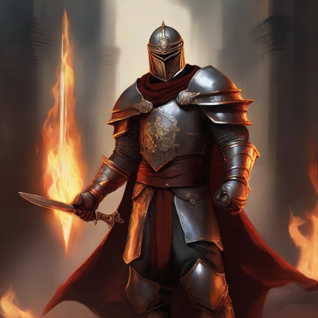 A high-resolution digital painting of a human paladin in a fantasy setting