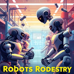 An engaging and informative introduction to the robotics industry, showcasing various aspects such as innovative robotic technologies, automated manufacturing, robots in healthcare, and advancements in AI and machine learning