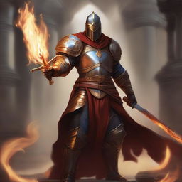 A high-resolution digital painting of a human paladin in a fantasy setting