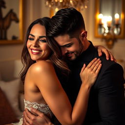 A sensual and intimate moment between a woman and her partner, showcasing their deep connection and passion