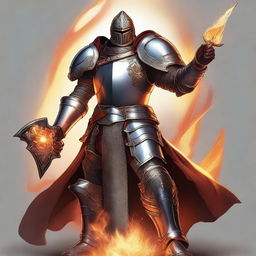 A high-quality digital art image presents a human paladin in large armor, without a helmet