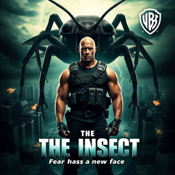An eye-catching movie poster for 'THE INSECT' featuring Dwayne Johnson, showcasing a thrilling and action-packed vibe