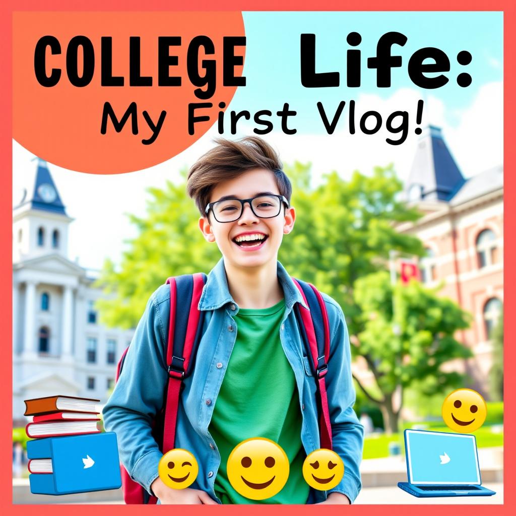 A vibrant and engaging thumbnail for a college vlog