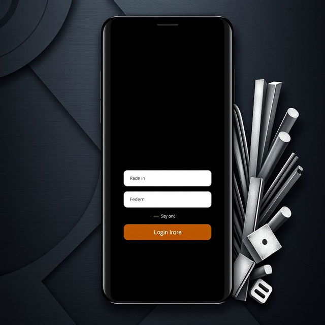 A sleek and modern design for a login page background of an android app focused on selling iron pieces