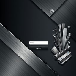 A sleek and modern design for a login page background of an android app focused on selling iron pieces