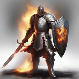 A high-quality digital art image portrays a human paladin in mythical armor, sans helmet