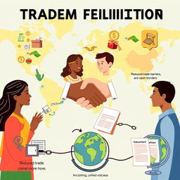 An illustrative poster showing economic cooperation and trade facilitation