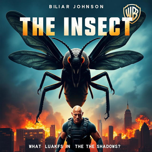 An electrifying movie poster for 'THE INSECT' featuring Dwayne Johnson