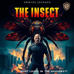 An electrifying movie poster for 'THE INSECT' featuring Dwayne Johnson