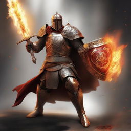 A high-quality digital art image illustrates a human paladin in action