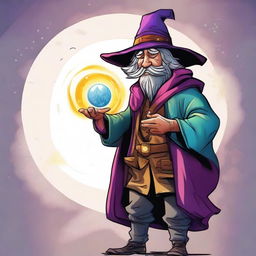 A captivating cartoon-style digital art illustration showcases a homeless wild magic sorcerer