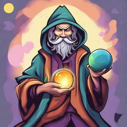 A captivating cartoon-style digital art illustration showcases a homeless wild magic sorcerer