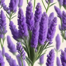 A high-resolution, realistic digital art depicting a beautifully arranged bouquet of fresh lavender