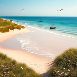 A tranquil view of the Denmark seashore, showcasing the serene beauty of the Danish coastline