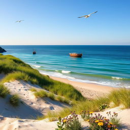A tranquil view of the Denmark seashore, showcasing the serene beauty of the Danish coastline