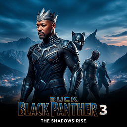 An exhilarating movie poster for 'Black Panther 3: Shadows of Wakanda' (2025), featuring Will Smith and Michael B