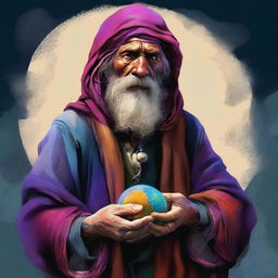 An intriguing digital art illustration presents a homeless wild magic sorcerer