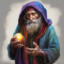 An intriguing digital art illustration presents a homeless wild magic sorcerer