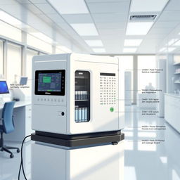 A detailed and informative illustration of the Zybio U3600 Urinalysis Hybrid System, showcasing its modern and sleek design