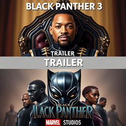 A fictional poster for 'Black Panther 3', featuring an imaginative design that incorporates elements from the Marvel universe