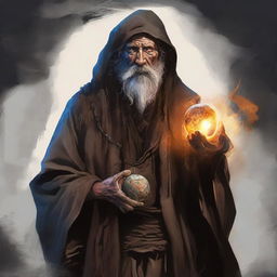 A compelling digital art illustration portrays a homeless wild magic sorcerer