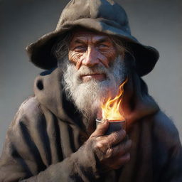 An ultra-realistic digital art portrait showcases a homeless wild magic sorcerer