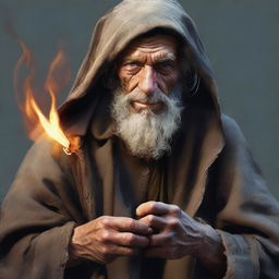 An ultra-realistic digital art portrait features a homeless vagrant wild magic sorcerer