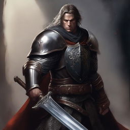 A detailed, high-quality digital art image of an Oathbreaker human paladin