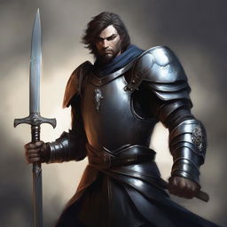 A detailed, high-quality digital art image of an Oathbreaker human paladin