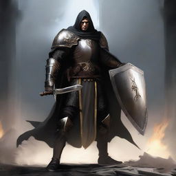 A detailed, high-quality digital art image of an Oathbreaker human paladin